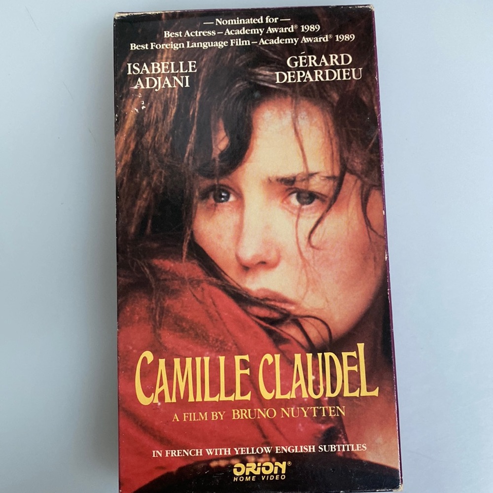 Camille Claudel VHS tape starting Isabelle Adjani and Gerard Depardieu